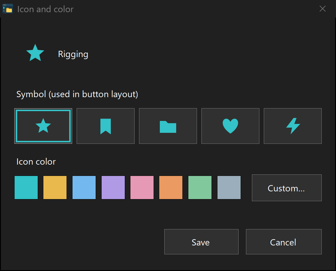 Choose a symbol and accent color for a saved group.