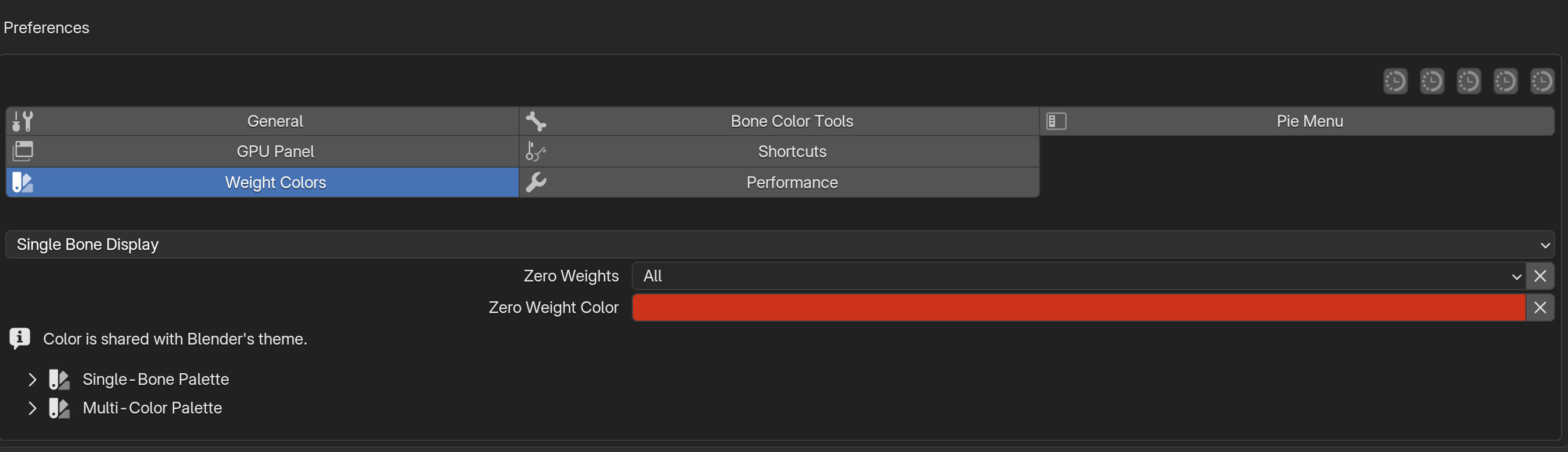 Zero-weight warning mode and color in Edit Paint Preferences