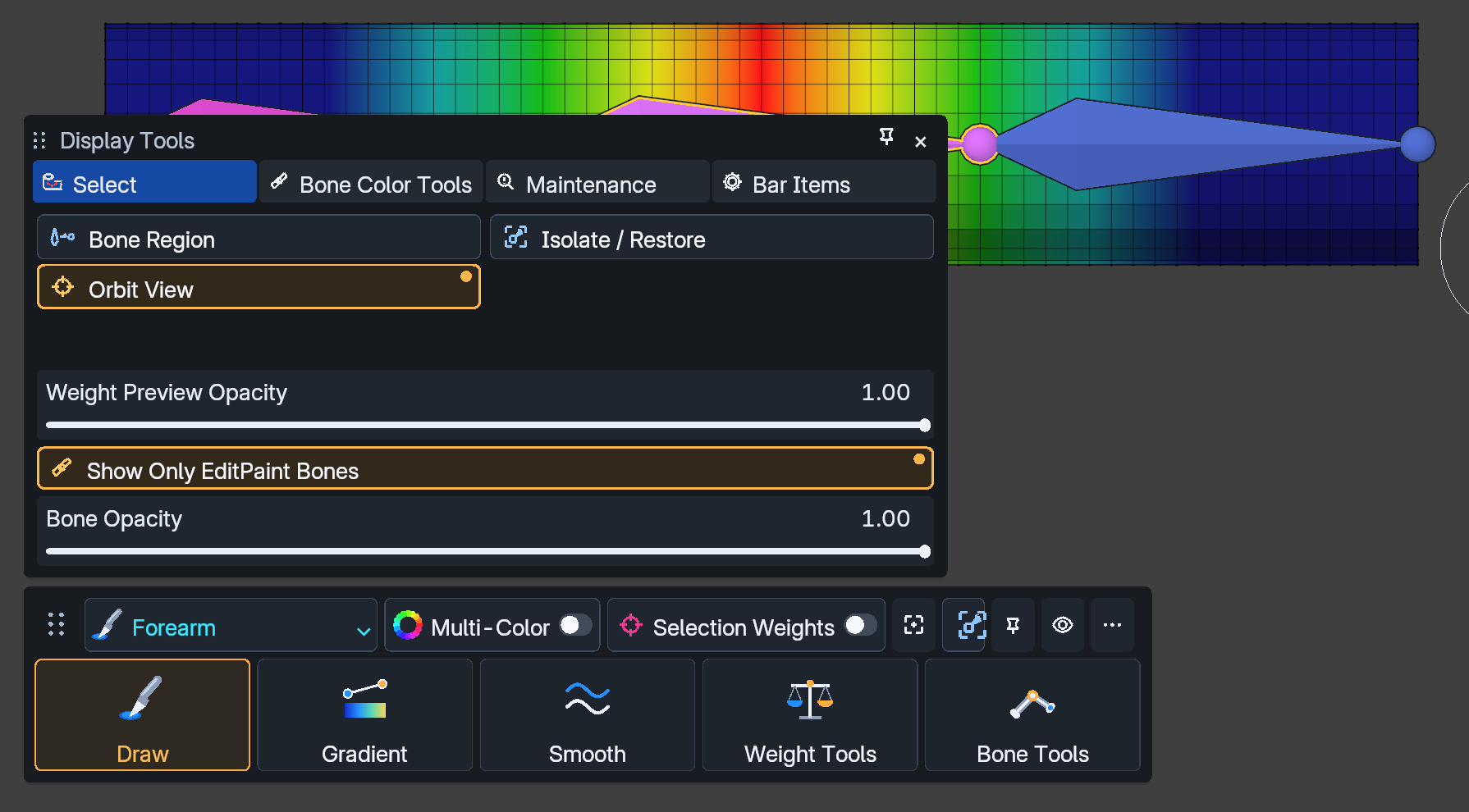 Show Only EditPaint Bones in Blender 5.2.1
