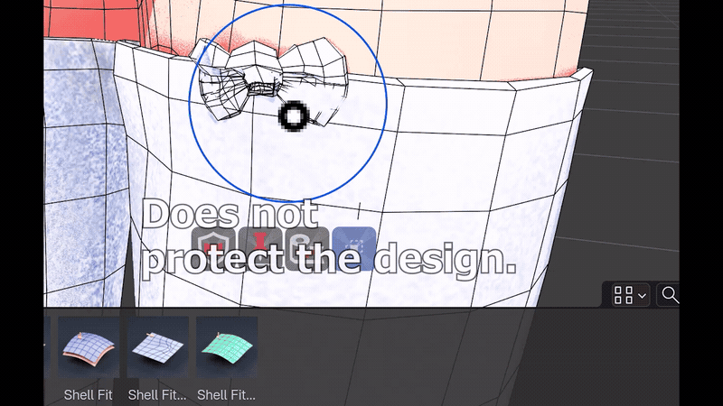 Blender recording: brushing a ribbon with Preserve Shape off and on